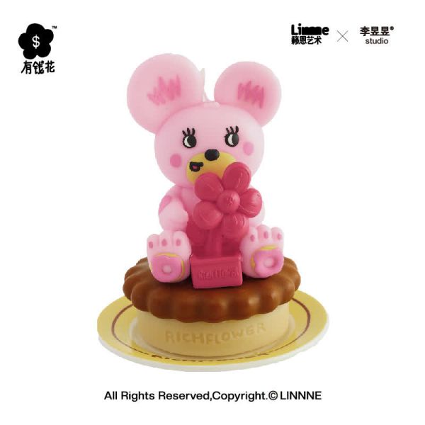 【海外代購】籟恩藝術 李昱昱 有錢花桃花擺飾 小熊香氛蠟燭 