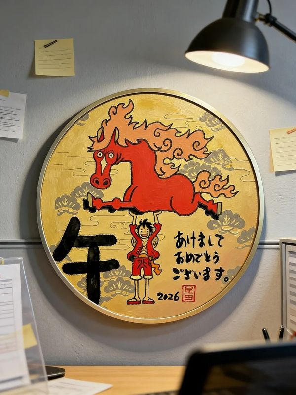 【海外代購】千鳥社 《魯夫 馬年 裝飾畫》海賊王草帽團尾田榮一郎裝飾畫 