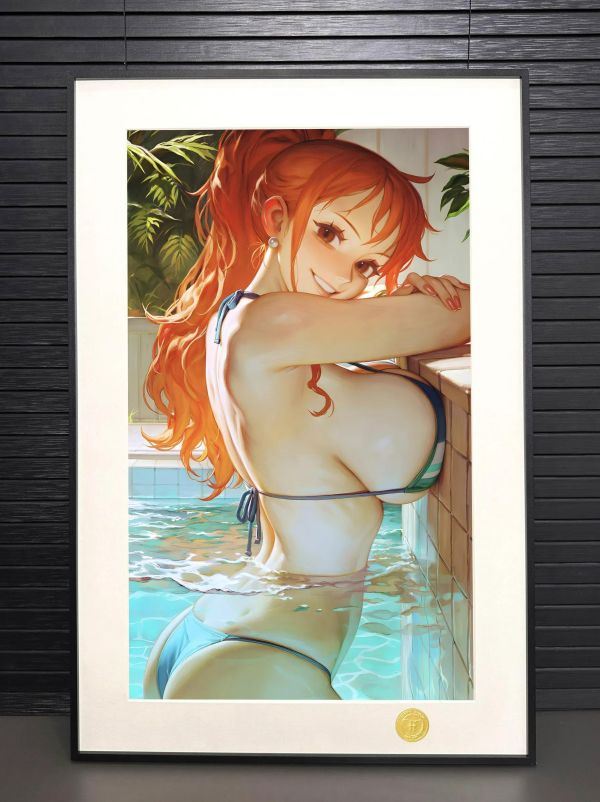 【海外代購】H2工作室 《泳池娜美》海賊王小賊貓裝飾畫 