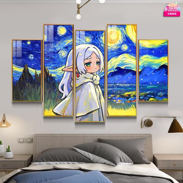 【海外代購】阿喵畫社 梵谷星空 芙莉蓮-五幅套裝 新品12K超清異形套組裝飾畫 床頭地墊  滑鼠墊  冰箱貼 