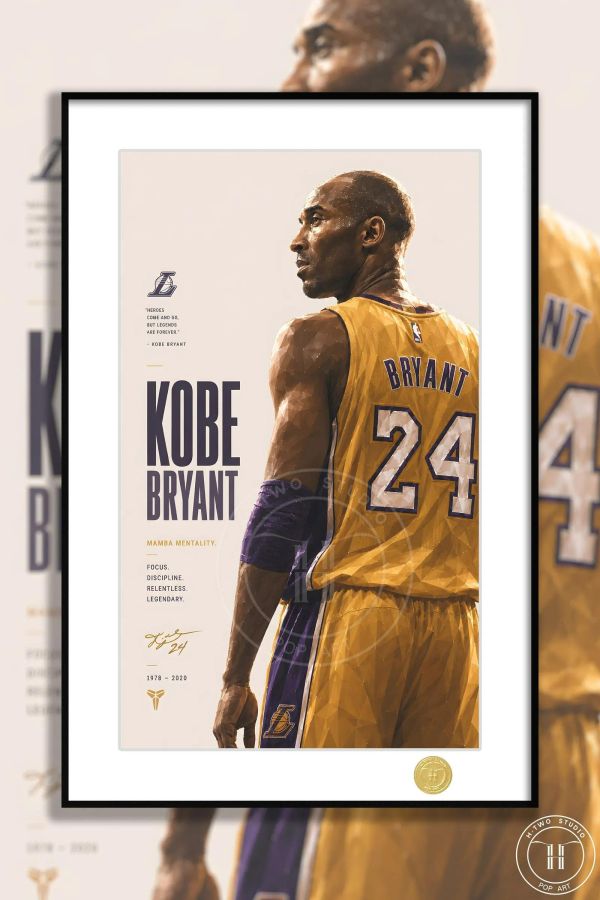 【海外代購】H2工作室《背影科比》NBA黑曼巴小飛俠裝飾畫 