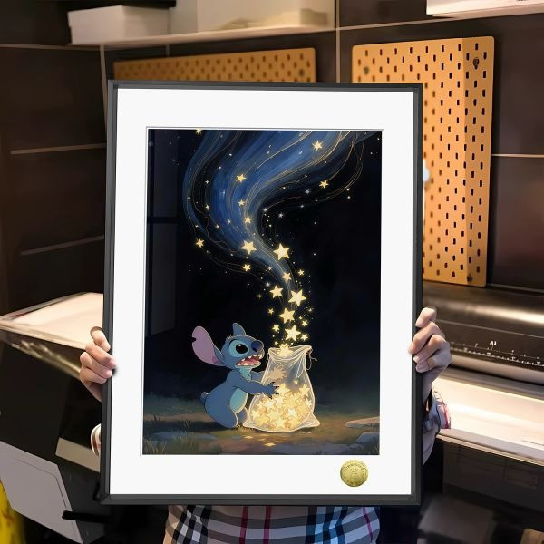 【海外代購】皇呱《史迪仔放飛星空》星際寶貝可愛藍色外星小怪物裝飾畫 
