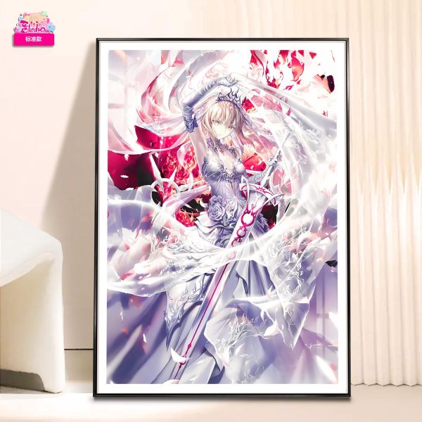 【海外代購】阿喵畫社 婚紗 吾王saber 8k超大高清裝飾畫 等身枕 床頭地墊 午睡毛毯 