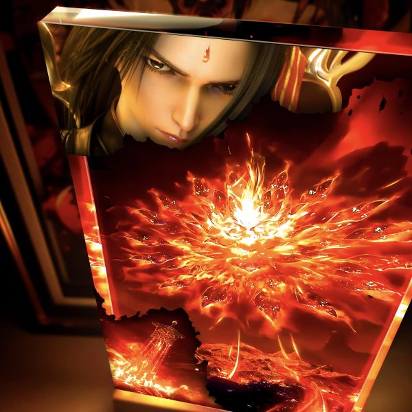 【海外代購】阿喵畫社 無盡火域 炎帝蕭炎 23cm大號特效發光手辦架展示磚 