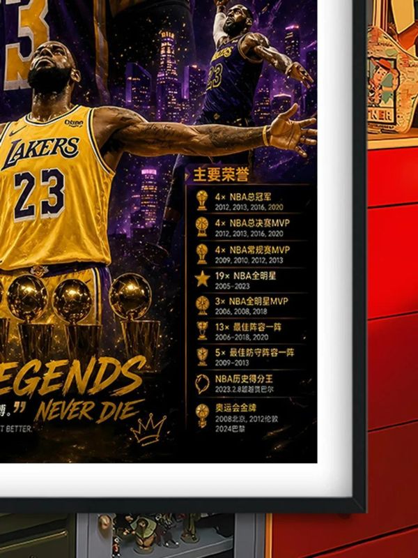 【海外代購】巴洛克 《數據詹姆斯》LBJ小皇帝NBA裝飾畫冰箱貼 