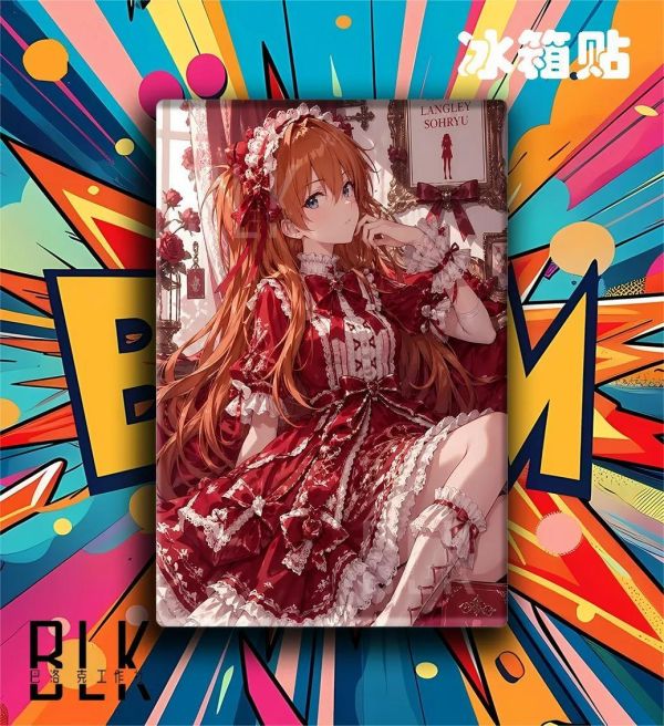 【海外代購】巴洛克 《洛麗塔明日香/綾波麗》新世紀福音戰士裝飾畫冰箱貼 