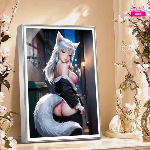 【海外代購】阿喵畫社 羞羞 銀月 8k主題高清裝飾畫 午睡毛毯  冰箱貼 