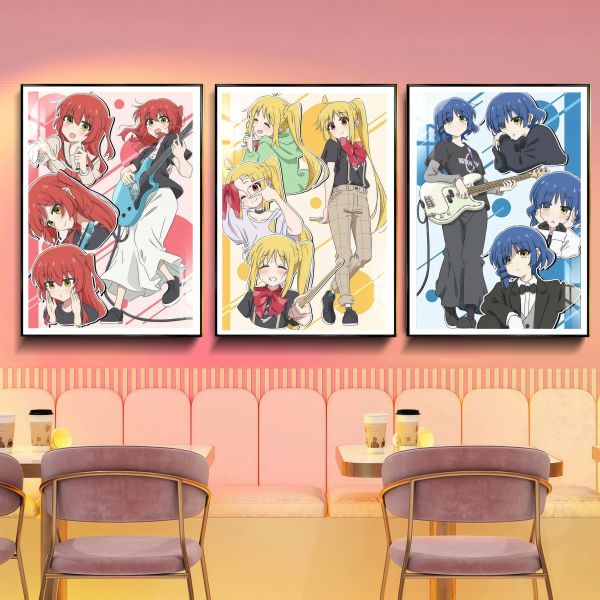 【海外代購】阿喵畫社 孤獨搖滾紅黃藍三部曲三聯 新品12K主題高清裝飾畫 