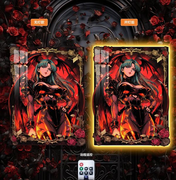 【海外代購】阿喵畫社 破敗薔薇 莫莉卡 超大常亮氛圍裝飾燈帶畫 