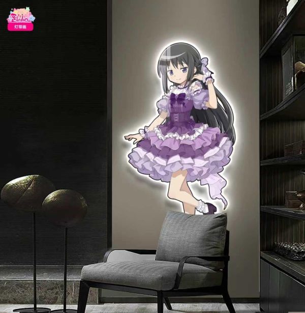 【海外代購】阿喵畫社 魔法少女小圓 曉美焰 1比1復刻臥室玄關超長燈帶畫 