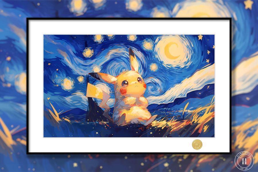 【海外代購】H2 《星空皮卡丘》寶可夢神奇寶貝寵物小精靈動漫裝飾畫 