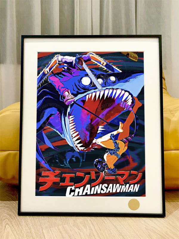 【海外代購】星空 《電次vs蕾塞》Chainsaw Man電鋸人Reze瑪奇瑪早川秋電次鏈鋸人動漫裝飾畫 
