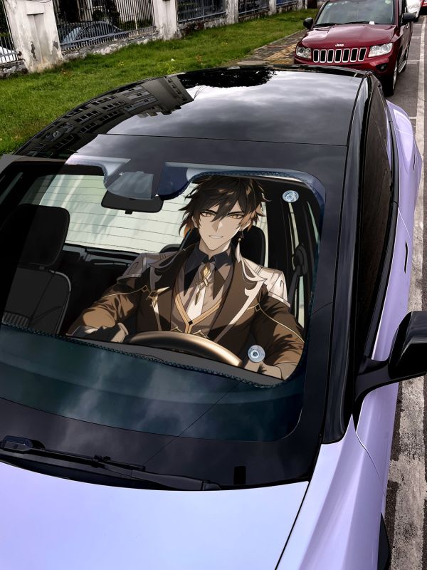 【海外代購】千鳥社 《汽車前擋遮陽—萬葉與鍾離》 夏季汽車遮陽防曬前擋開車二次元原神楓原萬葉鍾離岩王帝君 