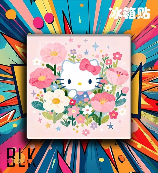 【海外代購】巴洛克 《花花kitty》Hello Kitty新年裝飾畫冰箱貼 
