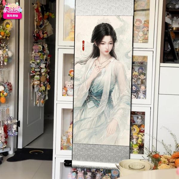 【海外代購】阿喵畫社 國色天香 宋玉仙子 國風捲軸錦緞高清精裱畫 