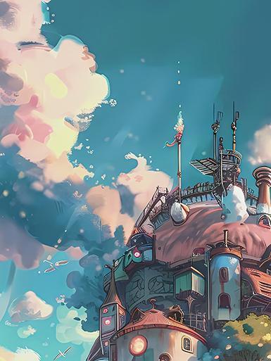 【海外代購】巴洛克 《飛行移動城堡》蘇菲哈爾的移動城堡卡西法宮崎駿動畫電影裝飾畫冰箱貼 