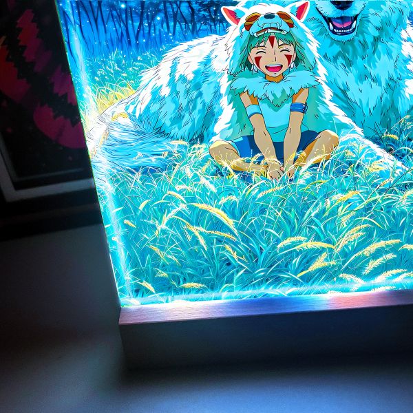 【海外代購】阿喵畫社 月光 幽靈公主 宮崎駿大號特效發光手辦架展示磚 