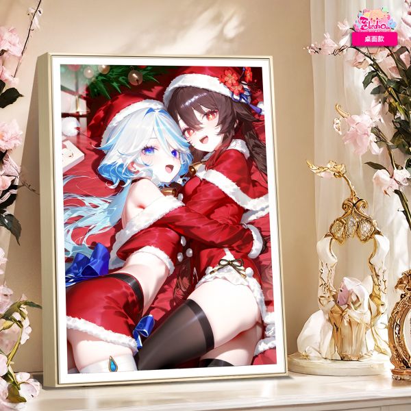 【海外代購】阿喵畫社 聖誕節 芙寧娜與胡桃 8k超大高清裝飾畫 床頭墊 