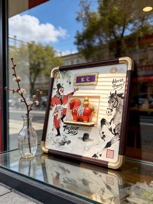 【海外代購】千鳥社 《算盤與福馬》馬年春節算盤招財財神福祿新年禮物孫悟空轉運裝飾畫 