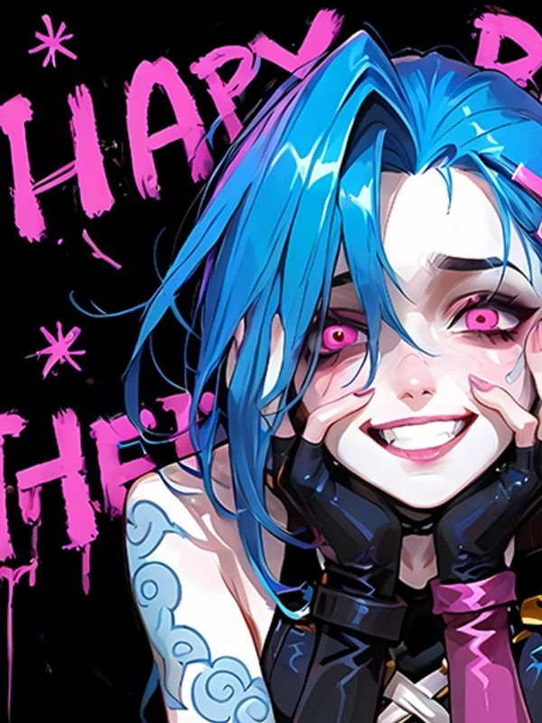 【海外代購】巴洛克《粉色金克斯》LOL暴走蘿莉爆爆雙城之戰裝飾畫冰箱貼 