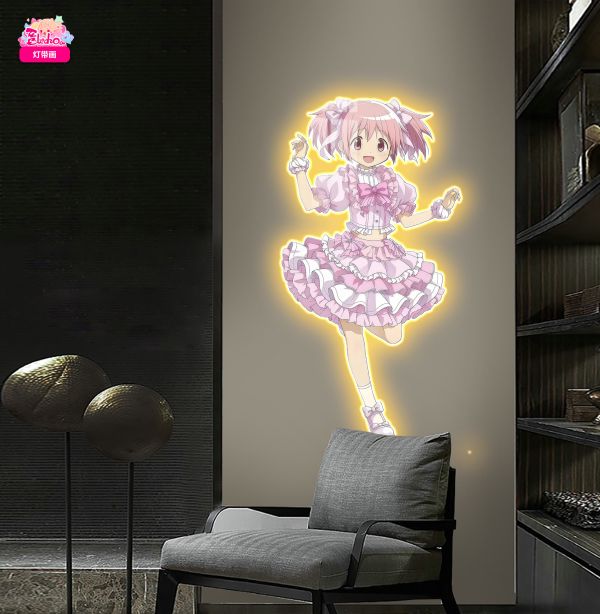 【海外代購】阿喵畫社 鹿目圓 1比1超長發光燈帶裝飾畫 