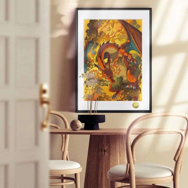 【海外代購】皇呱 《龍之怒火》寶可夢噴火龍龍之怒火周邊裝飾畫 