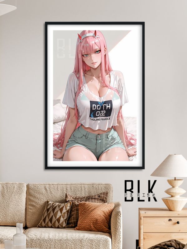 【海外代購】巴洛克 《02日常》約塔zero two國家隊DARLING in the FRANXX動畫裝飾畫 