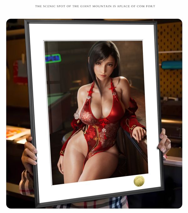 【海外代購】皇呱 《撞球助教蒂法》 最終幻想VII女神蒂法·洛克哈特性感旗袍撞球助教同人周邊裝飾畫 午睡毯 地毯 