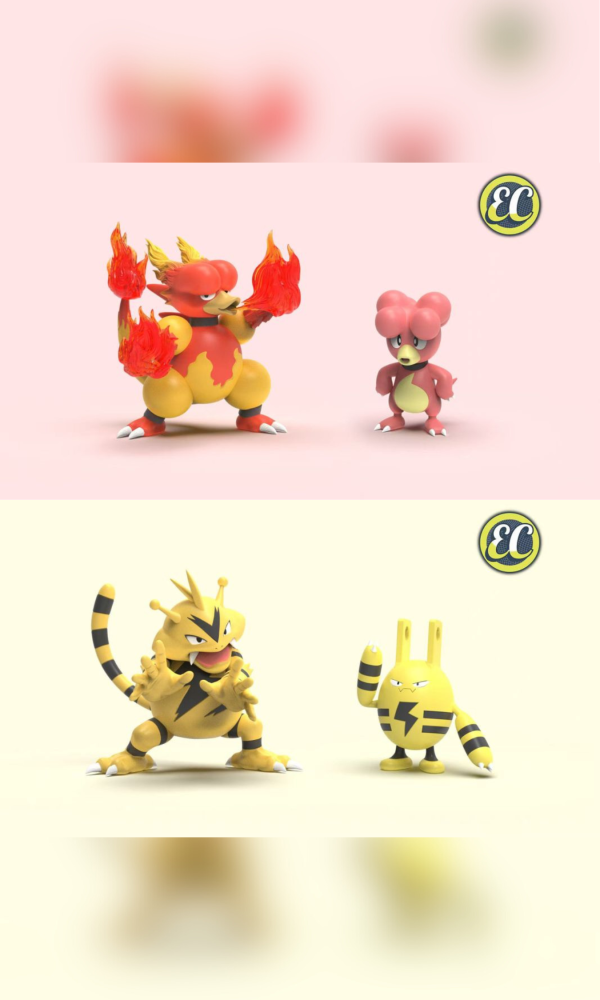 【預定】EC 寶可夢圖鑑1/20 電擊怪&電擊獸/鴨嘴寶寶&鴨嘴火獸 