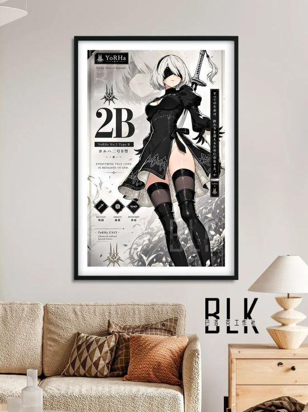【海外代購】巴洛克 《檔案2B》尼爾機械紀元裝飾畫冰箱貼 