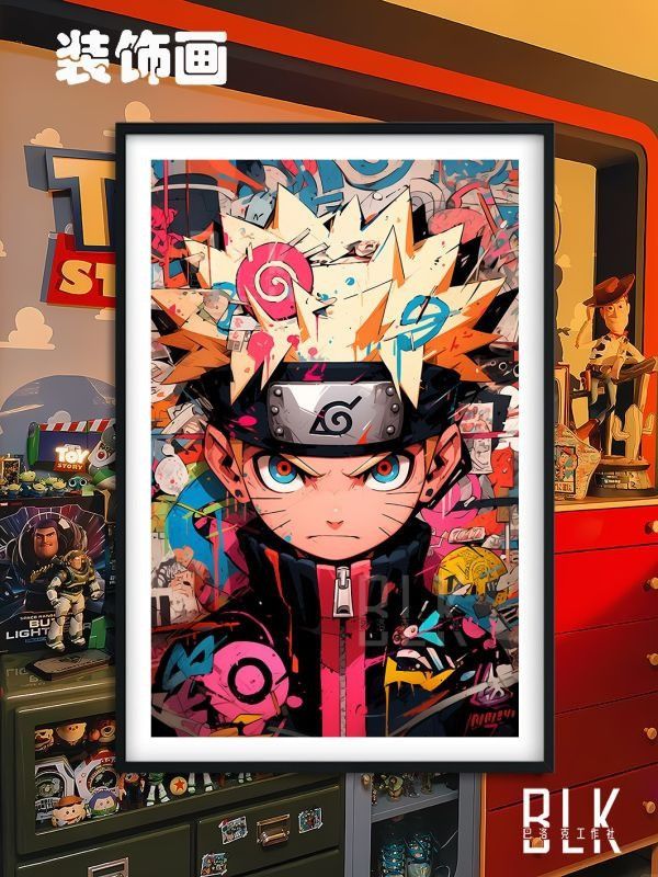 【海外代購】巴洛克 《塗鴉鳴人》火影忍者九尾人仙人模式裝飾畫冰箱貼 