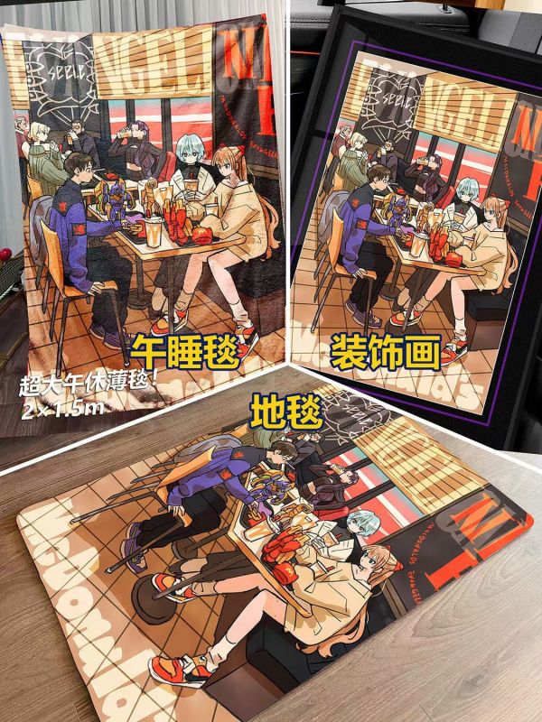 【海外代購】千鳥社 EVA麥當勞 明日香綾波麗初號機午睡毯地毯裝飾畫 