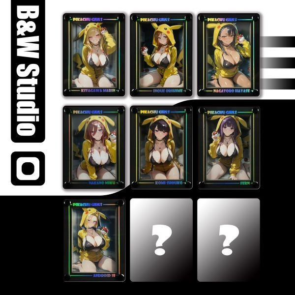 【海外代購】黑白畫映B&W Studio Pikachu Girls 系列第七彈 人造人18號 立體裝飾畫 卡磚 
