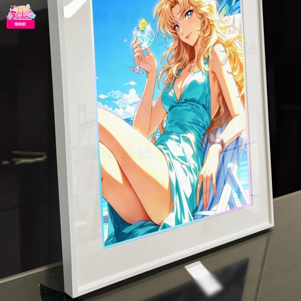 【海外代購】阿喵畫社 夏日風情 貝爾摩德 展館級12k收藏超清精裱畫 床頭地墊 