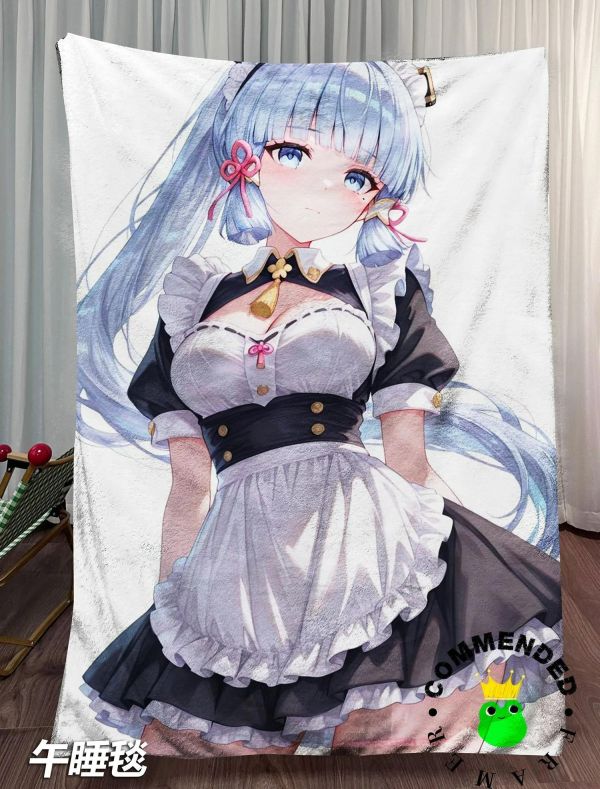 【海外代購】皇呱 《冰藍小女僕》 原神裡綾華冰藍小女僕同人周邊裝飾畫 午睡毯  地毯 