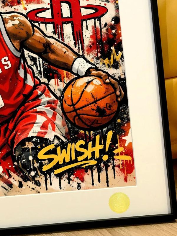 【海外代購】星空《塗鴉風哈登》火箭隊大鬍子NBA登哥裝飾畫 