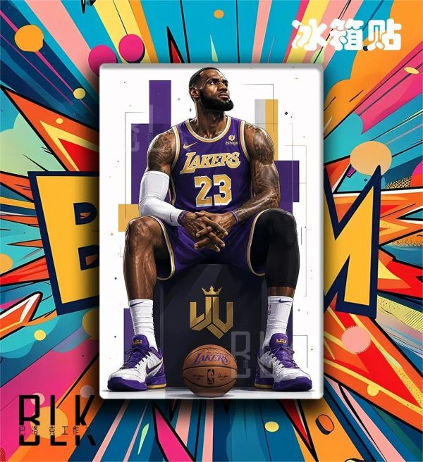 【海外代購】巴洛克 《坐姿詹姆斯》NBA洛杉磯湖人隊裝飾畫冰箱貼 