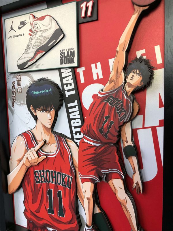 【海外代購】【45CM】凹凸Panda 灌籃高手《球員檔案系列》第二彈--流川楓 限量3D紙藝立體畫 