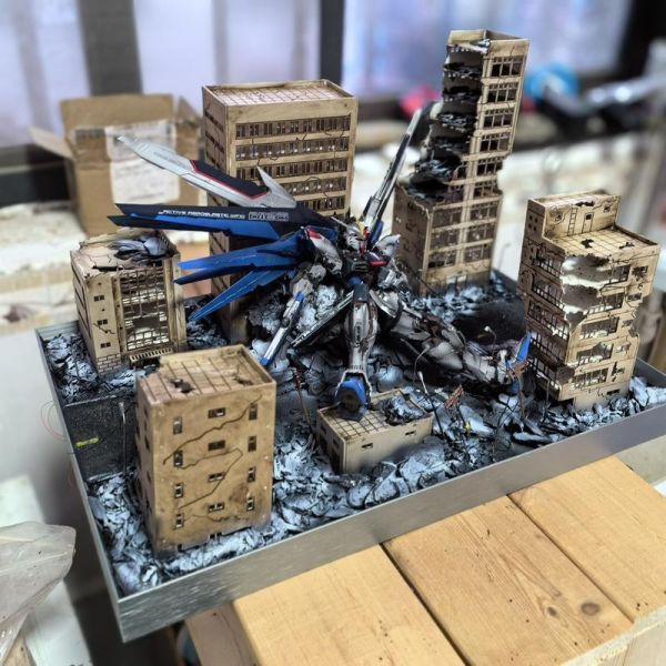 【預定】木石場景手工 戰損樓房多用途模型場景 