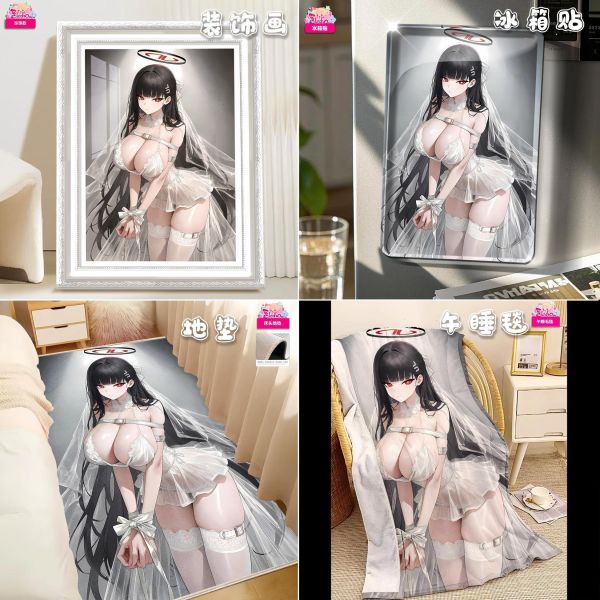 【海外代購】阿喵畫社 婚紗 花嫁白禮服調月莉音 RIO 新品12k超清裝飾畫 地墊 午睡毛毯 冰箱貼 