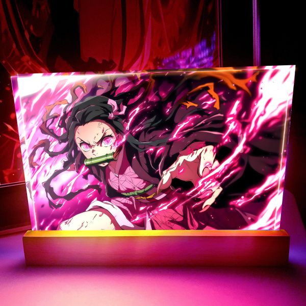 【海外代購】阿喵畫社 鬼滅之刃發光卡磚祢豆子炭治郎蛇柱 23cm大號特效發光手辦架展示磚 
