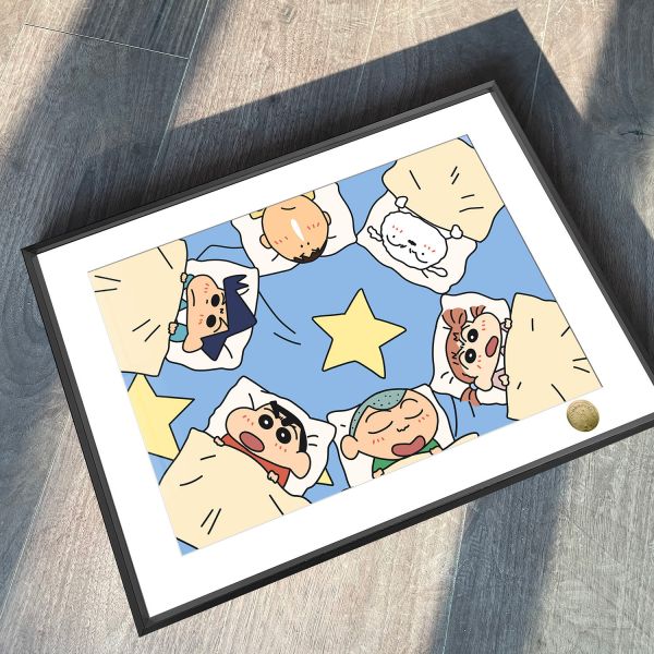 【海外代購】皇呱 《春日部六小隻》 蠟筆小新春日部六小隻小新小白風間妮妮正男阿呆週邊裝飾畫 午睡毯 地毯 