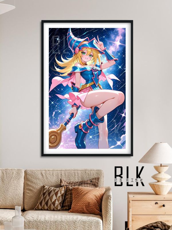 【海外代購】巴洛克 《宇宙魔導女孩》遊戲王阿圖姆三幻神黑魔導青眼白龍裝飾畫冰箱貼 