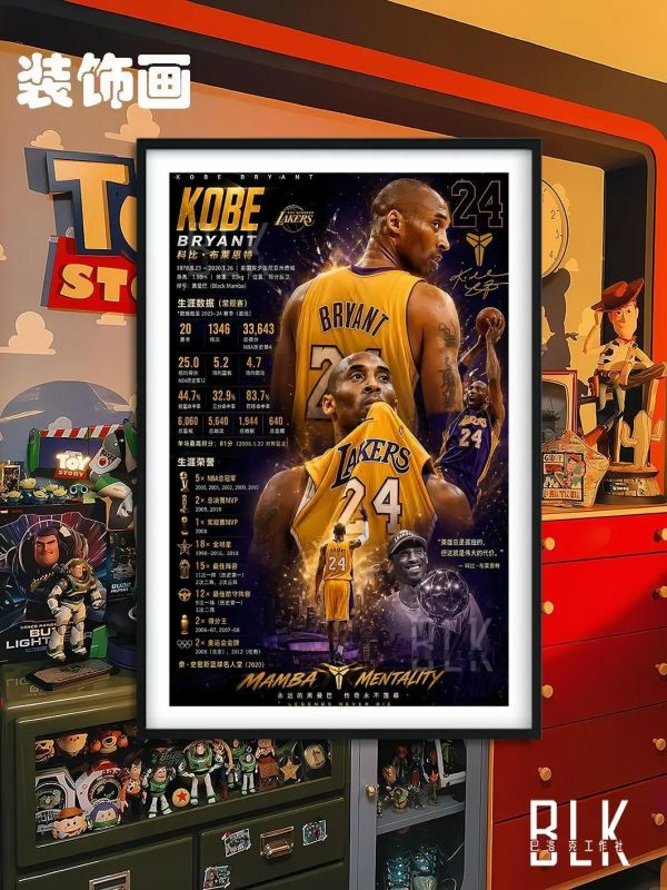 【海外代購】巴洛克 《數據科比》NBA洛杉磯湖人隊裝飾畫冰箱貼 