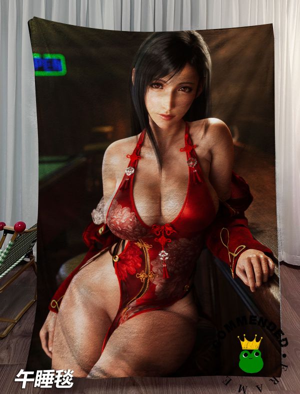 【海外代購】皇呱 《撞球助教蒂法》 最終幻想VII女神蒂法·洛克哈特性感旗袍撞球助教同人周邊裝飾畫 午睡毯 地毯 