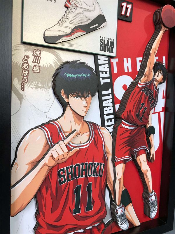 【海外代購】【45CM】凹凸Panda 灌籃高手《球員檔案系列》第二彈--流川楓 限量3D紙藝立體畫 