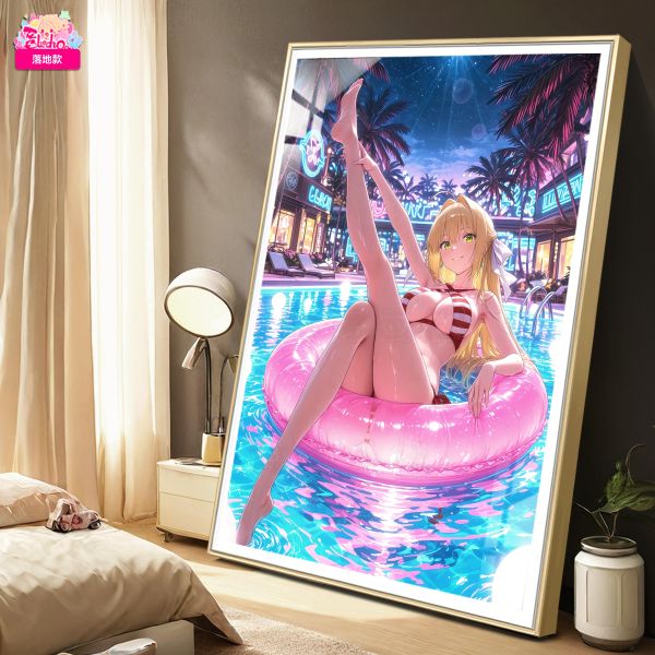 【海外代購】阿喵畫社 泳池派對 saber 8k主題高清裝飾畫 牆面掛毯 床頭地墊 冰箱貼 