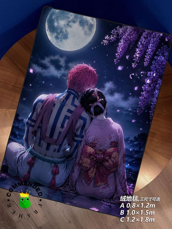 【海外代購】皇呱  《月下狛戀》 鬼滅之刃猗窩座戀月下狛戀雪同人周邊裝飾畫 午睡毯 地毯 