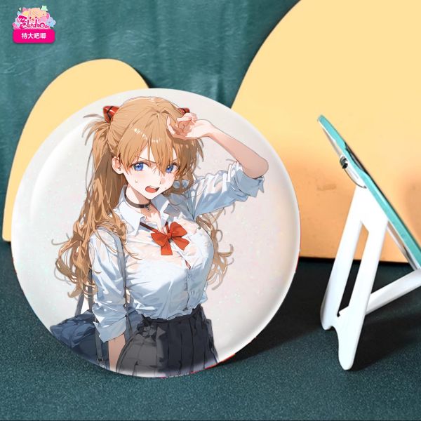 【海外代購】阿喵畫社 綾波麗明日香組合 16cm雙閃幻彩特大徽章桌面擺飾 