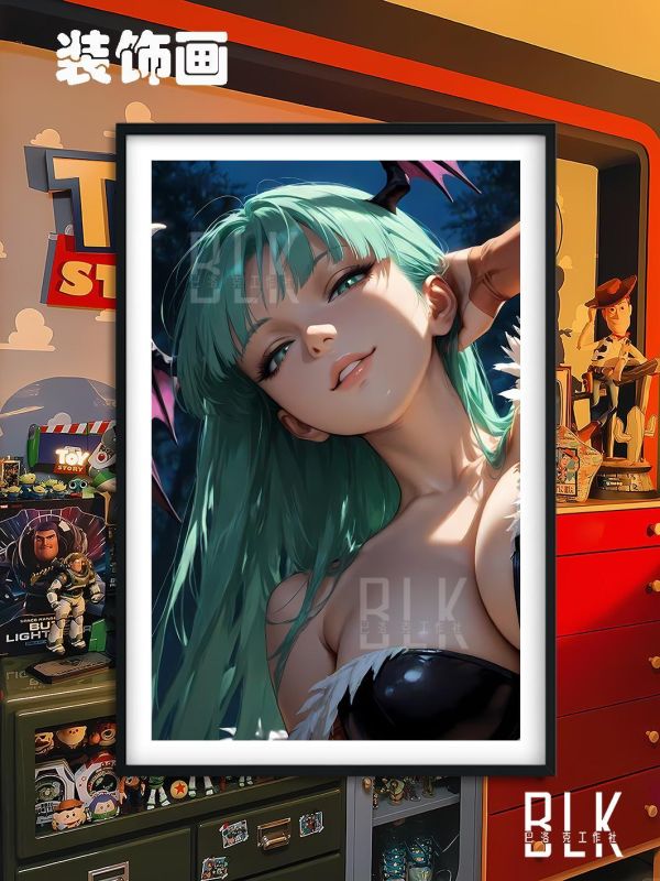 【海外代購】巴洛克 《微笑莫莉卡》惡魔戰士遊戲Morrigan莉莉絲卡普空動漫裝飾畫冰箱貼 